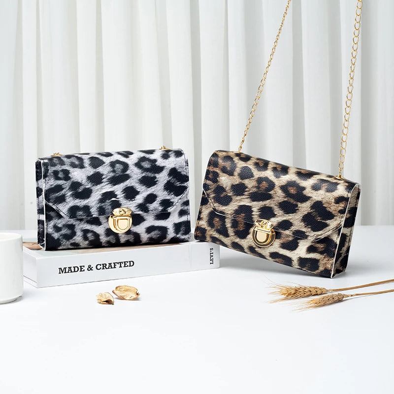 Leopard Print Cow Pattern Shoulder Bag Small Square Messenger Bag