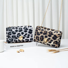 Leopard Print Cow Pattern Shoulder Bag Small Square Messenger Bag