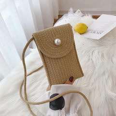 Straw Woven Messenger Bag Retro Style Casual Handbag