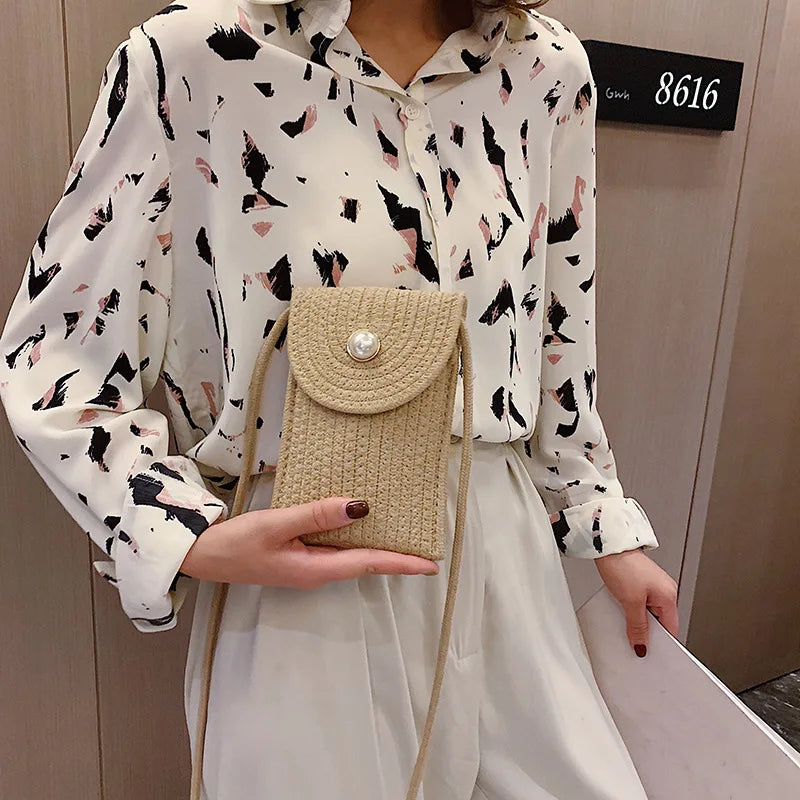 Straw Woven Messenger Bag Retro Style Casual Handbag