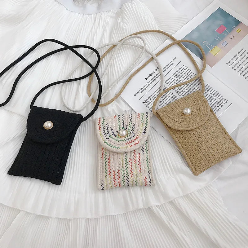 Straw Woven Messenger Bag Retro Style Casual Handbag