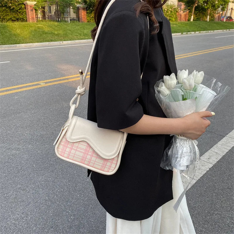 Plaid Casual Messenger Bag Handbag Underarm Single Shoulder Bag
