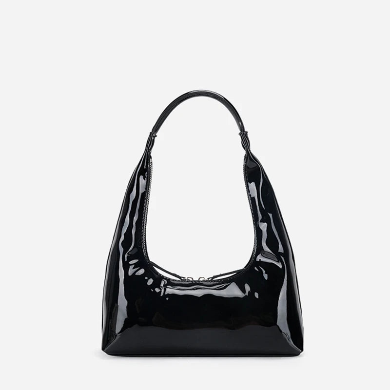 Women's PU Leather Shoulder Bag Vintage Patent Underarm Bags