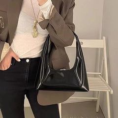Women's PU Leather Shoulder Bag Vintage Patent Underarm Bags