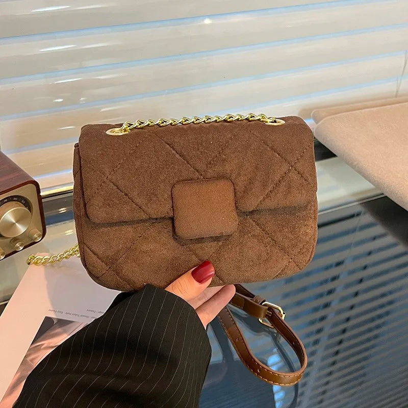 Nubuck Leather Crossbody Mini Bag Girl's Purse Handbag Flap Bag
