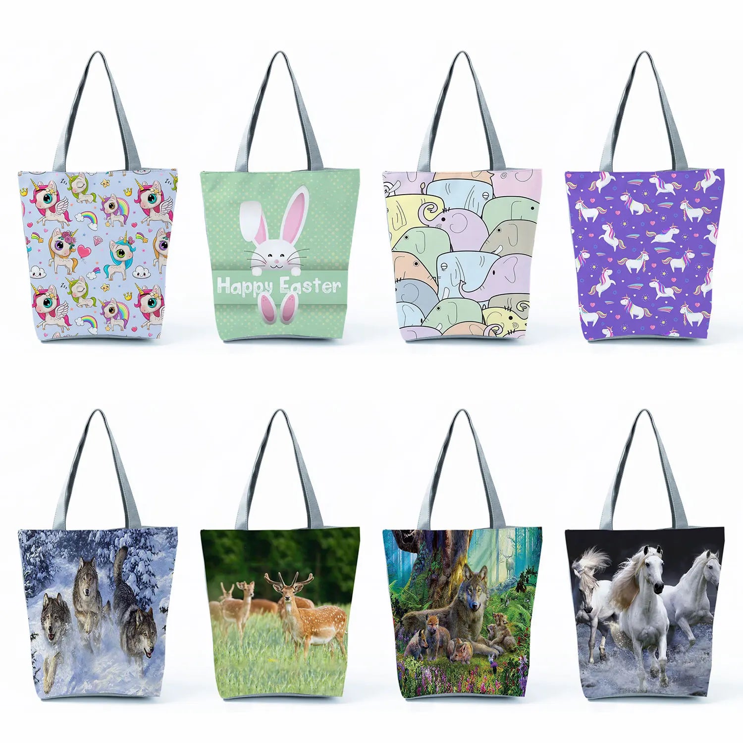 Customizable Animal Collection Shoulder Bag - Horse & Elephant Print