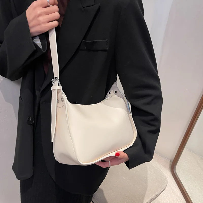 Small Tote Handbags Solid PU Leather Vintage Shoulder Bag Women Shopper Bags
