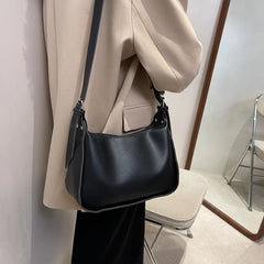 Small Tote Handbags Solid PU Leather Vintage Shoulder Bag Women Shopper Bags