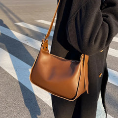 Small Tote Handbags Solid PU Leather Vintage Shoulder Bag Women Shopper Bags