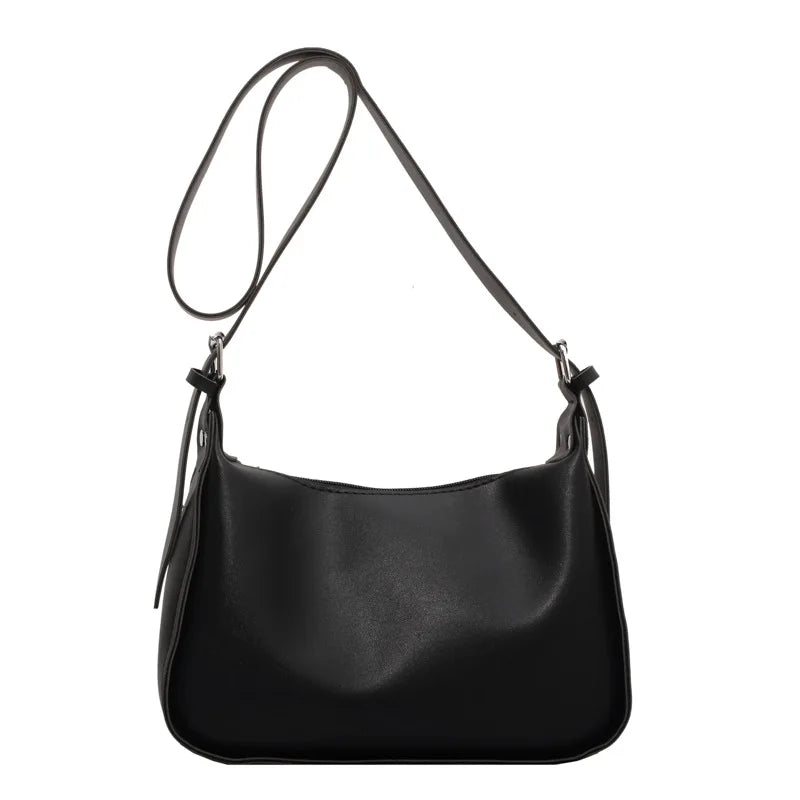 Small Tote Handbags Solid PU Leather Vintage Shoulder Bag Women Shopper Bags