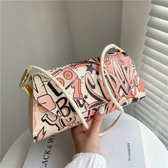 Women's Graffiti Shoulder Bag Casual Portable Underarm Bag Summer Style