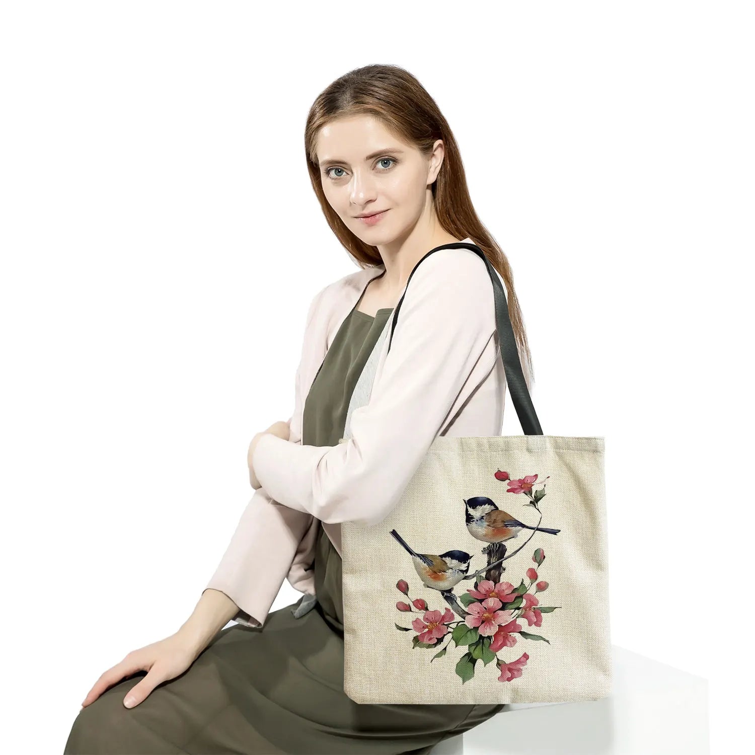 Chinese Style Bird Print Shoulder Bag for Women