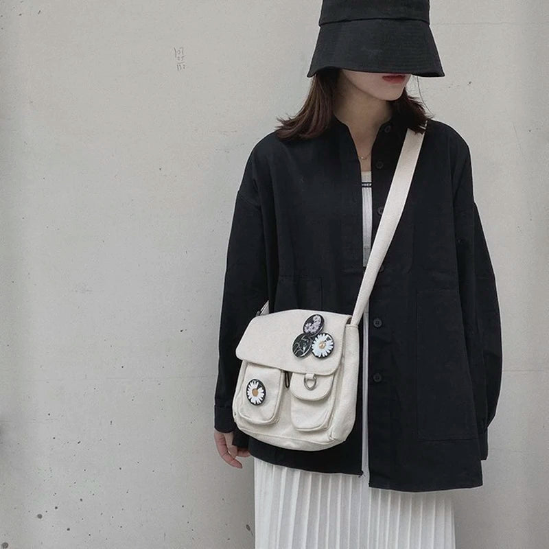 Large-Capacity Canvas Shoulder Bag for Women