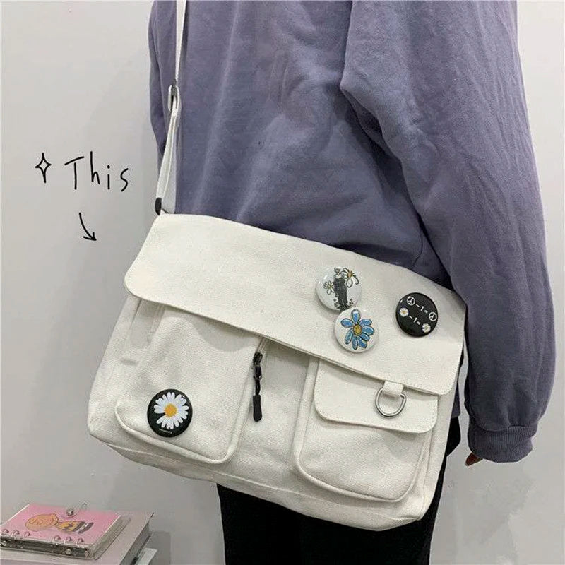 Large-Capacity Canvas Shoulder Bag for Women