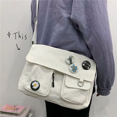 Large-Capacity Canvas Shoulder Bag for Women
