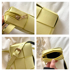 Women's Woven Crossbody Bag Casual Mini Zipper Square Solid Bag