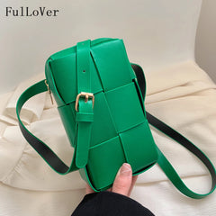 Women's Woven Crossbody Bag Casual Mini Zipper Square Solid Bag