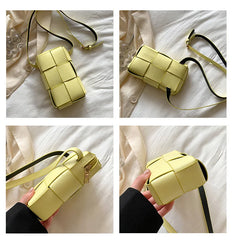 Women's Woven Crossbody Bag Casual Mini Zipper Square Solid Bag