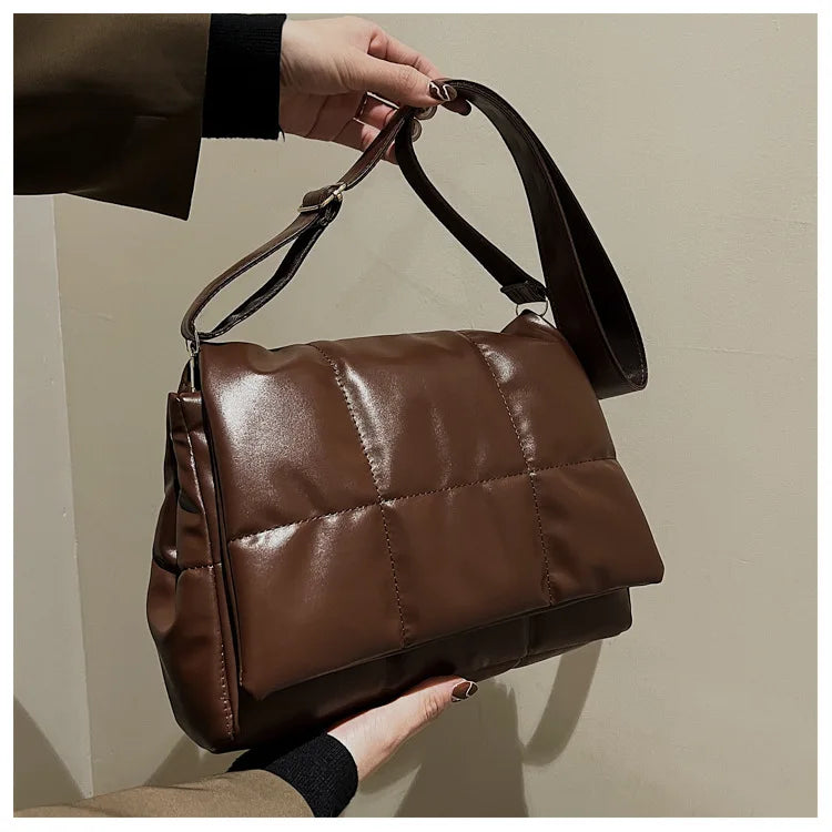 Women's Square Shoulder Bag Solid Texture Messenger Bag
