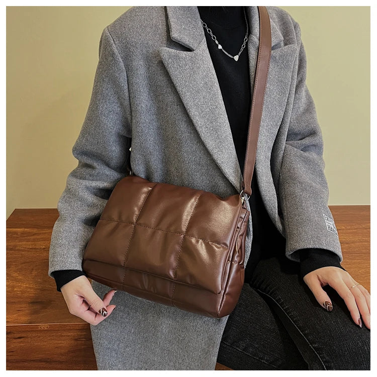Women's Square Shoulder Bag Solid Texture Messenger Bag
