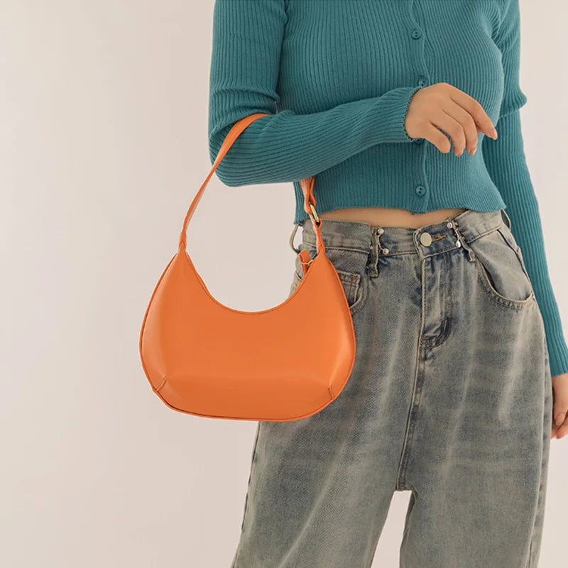 PU Leather Shoulder Bags for Women - Solid Hobo Shopper Handbags