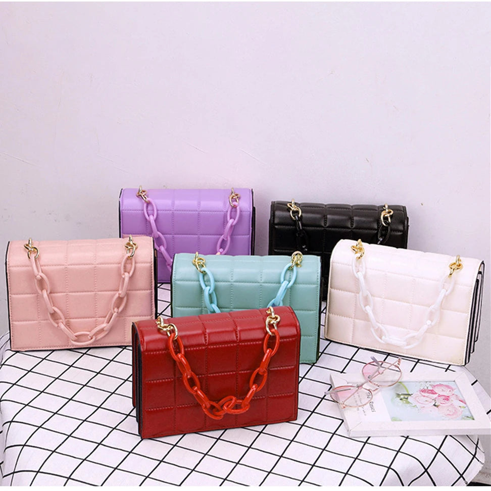 Candy Thick Chain Quilted Shoulder Purses Women Clutch Bags