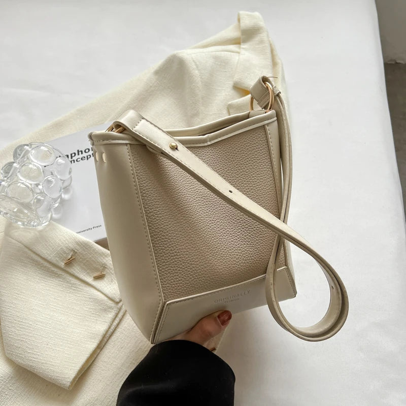 Women's PU Leather Bucket Crossbody Bag Messenger Pack