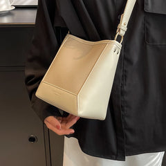 Women's PU Leather Bucket Crossbody Bag Messenger Pack