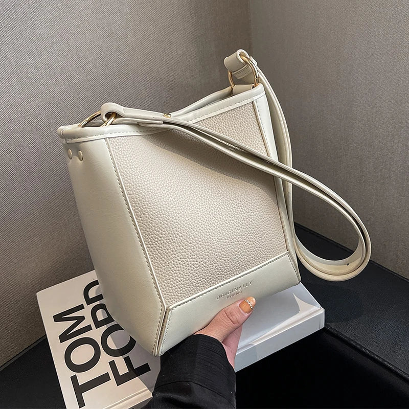 Women's PU Leather Bucket Crossbody Bag Messenger Pack