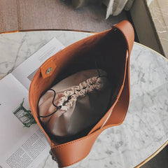 Women's Chain Bucket Handbags PU Leather Totes Shopping Bag