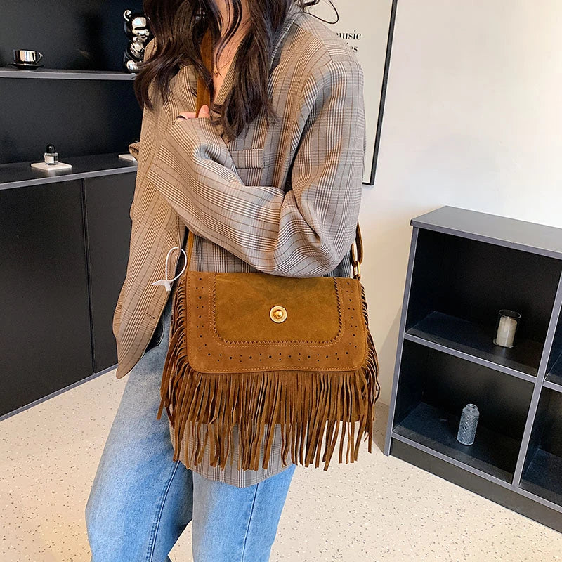 Women's Large Capacity Shoulder Bag Fringe Crossbody Vintage Tote