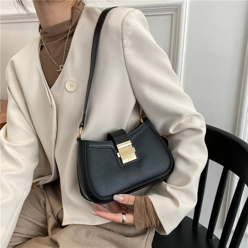 Casual PU Ladies Shoulder Bags Western Style Underarm Bags