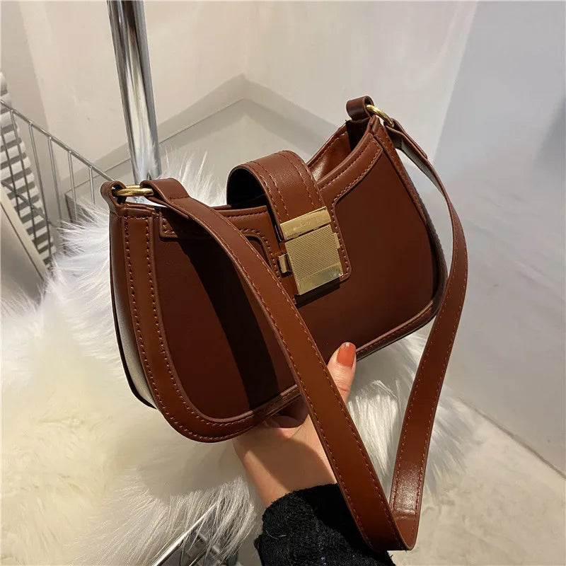 Casual PU Ladies Shoulder Bags Western Style Underarm Bags