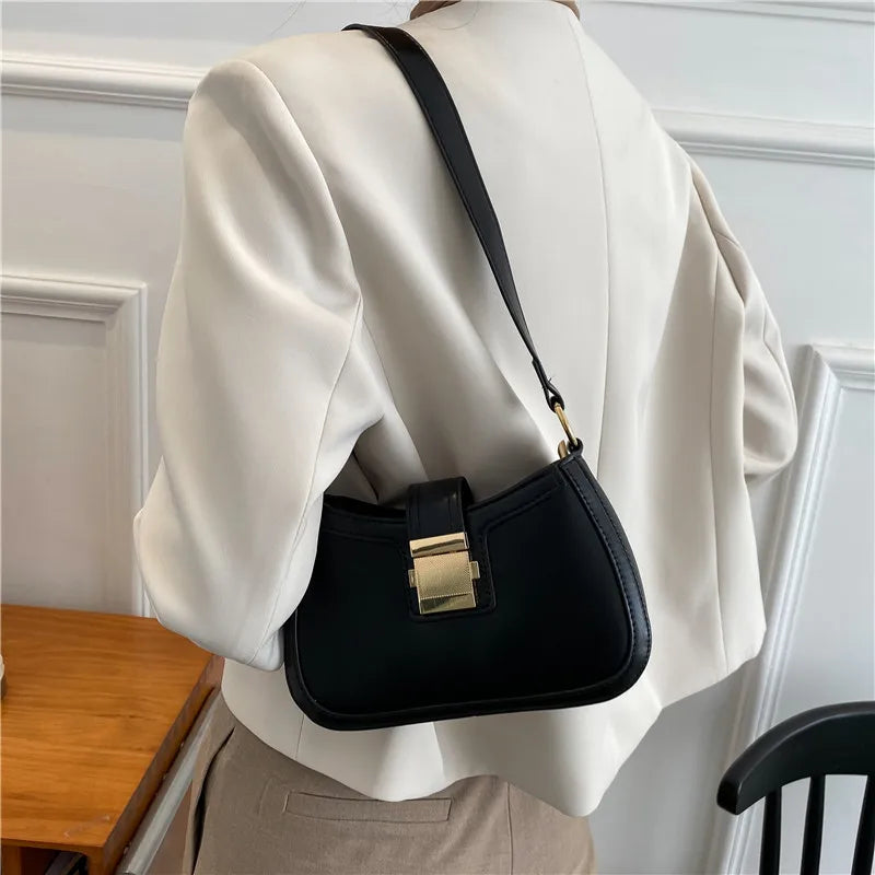 Casual PU Ladies Shoulder Bags Western Style Underarm Bags