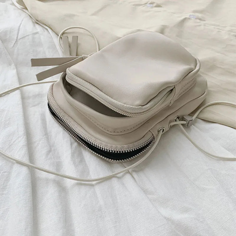 Mini PU Leather Shoulder Bag for Women Casual Tote