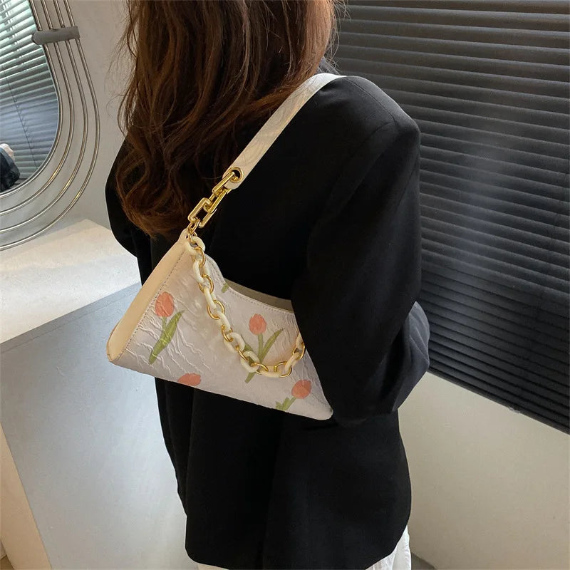 Women's Floral Shoulder Bag Casual Single Shoulder Bag