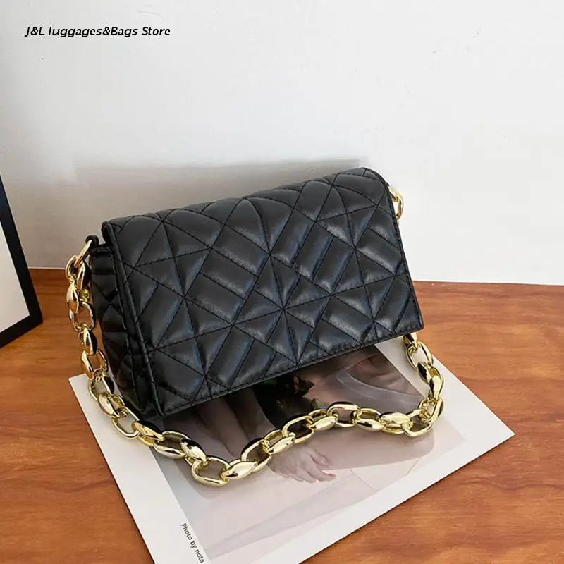 Women's Chain Quilted Shoulder Bag Handbag Clutch Underarm Purse