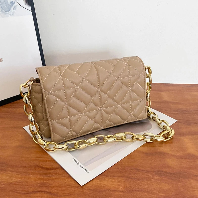 Women's Chain Quilted Shoulder Bag Handbag Clutch Underarm Purse