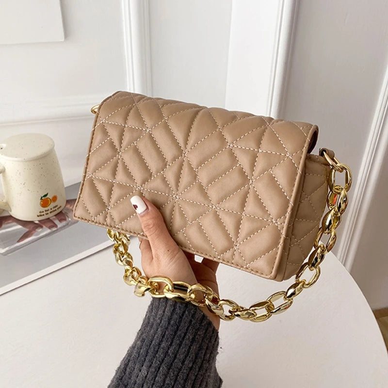 Women's Chain Quilted Shoulder Bag Handbag Clutch Underarm Purse