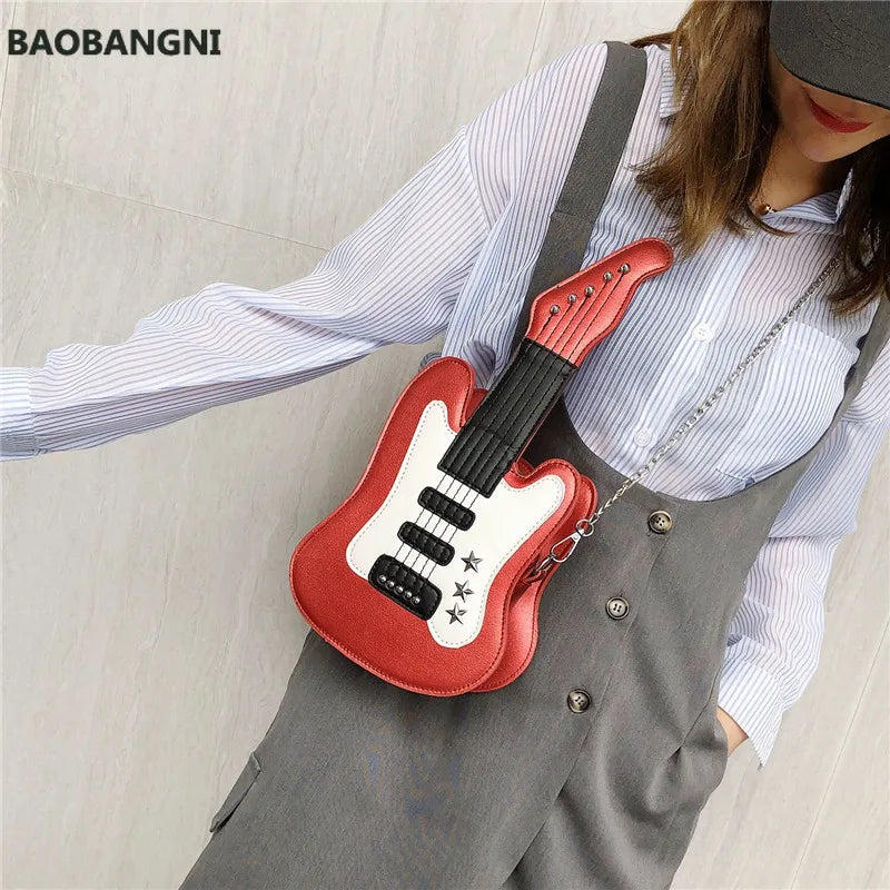 Women's Guitar Shape Crossbody Messenger Bag Pu Bag