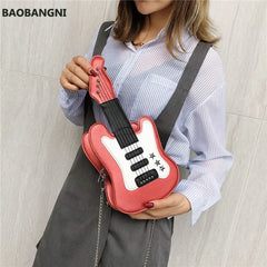 Women's Guitar Shape Crossbody Messenger Bag Pu Bag