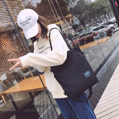 Large Capacity Women's Shoulder Tote Bag Casual Canvas School Backpack