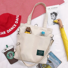 Large Capacity Women's Shoulder Tote Bag Casual Canvas School Backpack