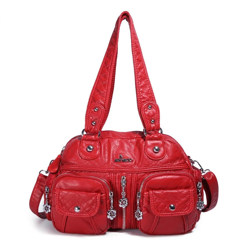 Women's Large Retro Shoulder Bag Soft PU Waterproof Crossbody Handbag