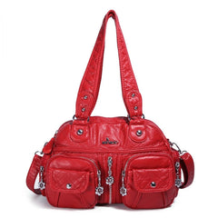 Women's Large Retro Shoulder Bag Soft PU Waterproof Crossbody Handbag