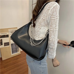 Women's Chain Shoulder Bag with Fringe, PU Leather Handbag
