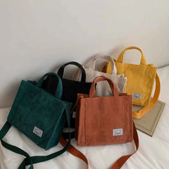 Women's Canvas Corduroy Handbag Shoulder Messenger Bag