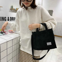 Women's Canvas Corduroy Handbag Shoulder Messenger Bag