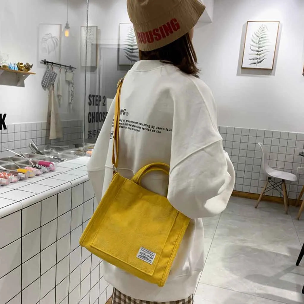 Women's Canvas Corduroy Handbag Shoulder Messenger Bag