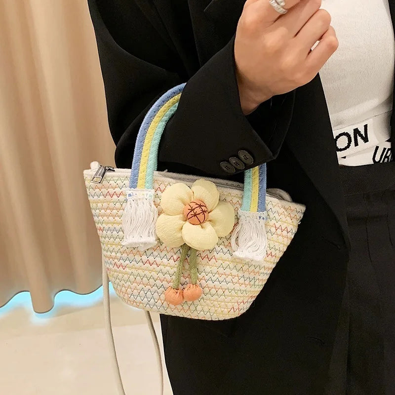 Women's Small Flap Purses Handbags Color Woven Underarm Bag